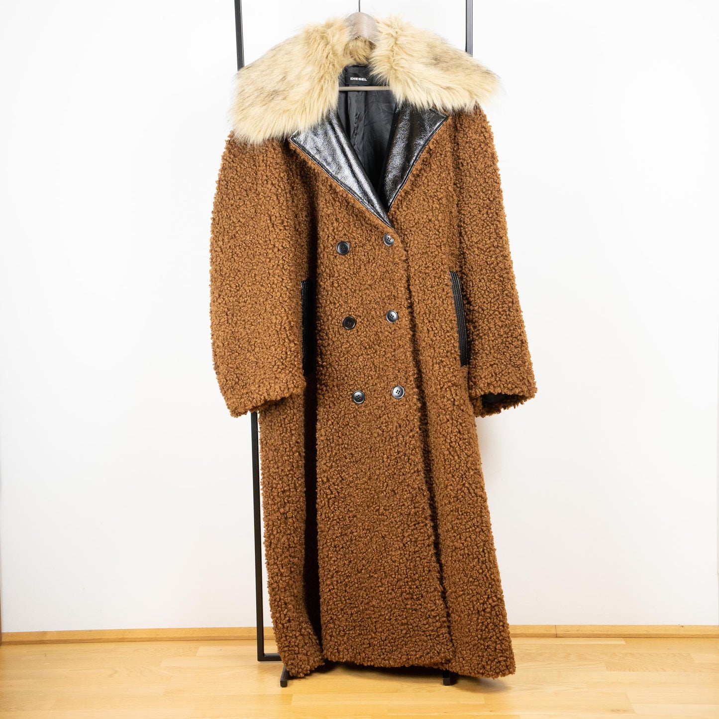Women's Brown Double Breasted Teddy Coat